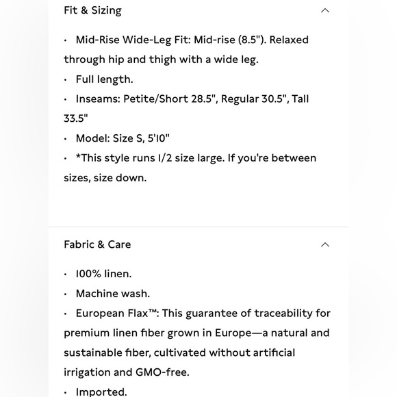 NWT Banana Republic The Everyday Wide Leg Linen Cream White Pant Sz M (#713516) - Picture 7 of 7